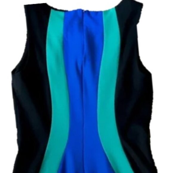 Tahari Women's Sheath Colorblock Dress (Size 8) Green, Black & Blue - Picture 8 of 9